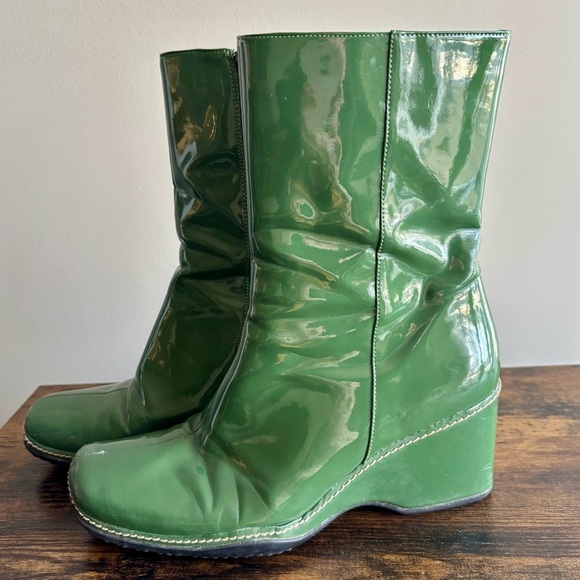 Rockport| Stylish Waterproof Green Women's Wedge Mid-Calf Side Zip Boots Sz 8M - Picture 3 of 8